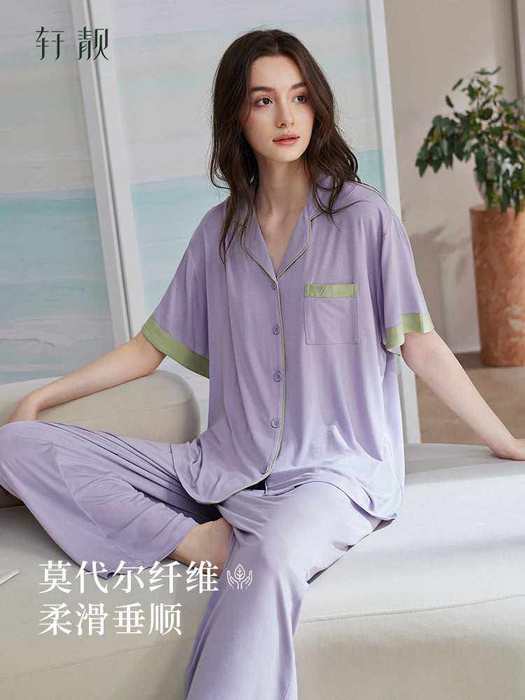 Xuanliang Modal pijama qadın yay nazik qısaqol şalvar yay buz ipək sərin böyük ölçülü ev geyimi dəsti
