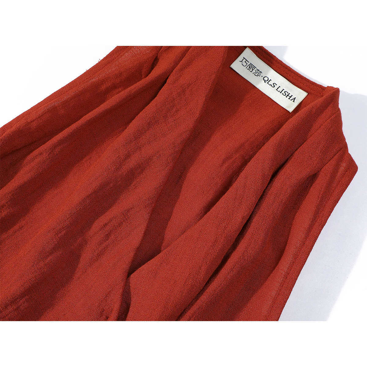 Chola Lisa Fransız üslubunda yüksək keyfiyyətli qırmızı yedəkli yaxalı V-yaxalı qadın topu, yay üçün nazik, incə formalı qolsuz jilet köynək