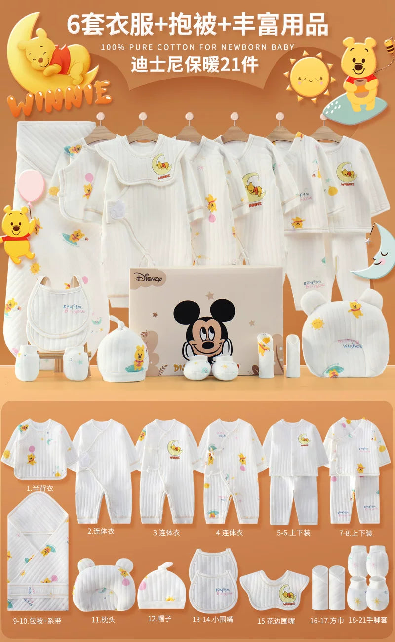 Disney təmiz pambıqdan hazırlanmış payız və qış üçün hədiyyə geyim dəsti, yeni doğulmuş körpələr, körpələr və bir aydan yuxarı körpələr üçün.