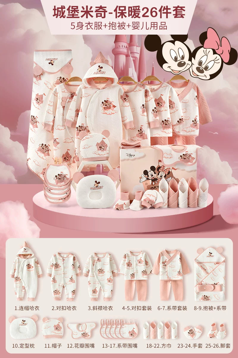 Qız uşaqları üçün Disney körpə geyimləri hədiyyə qutusu dəsti, yeni doğulmuş körpələr və tam aylıq qeyd etmələr üçün yüksək səviyyəli bir hədiyyə.