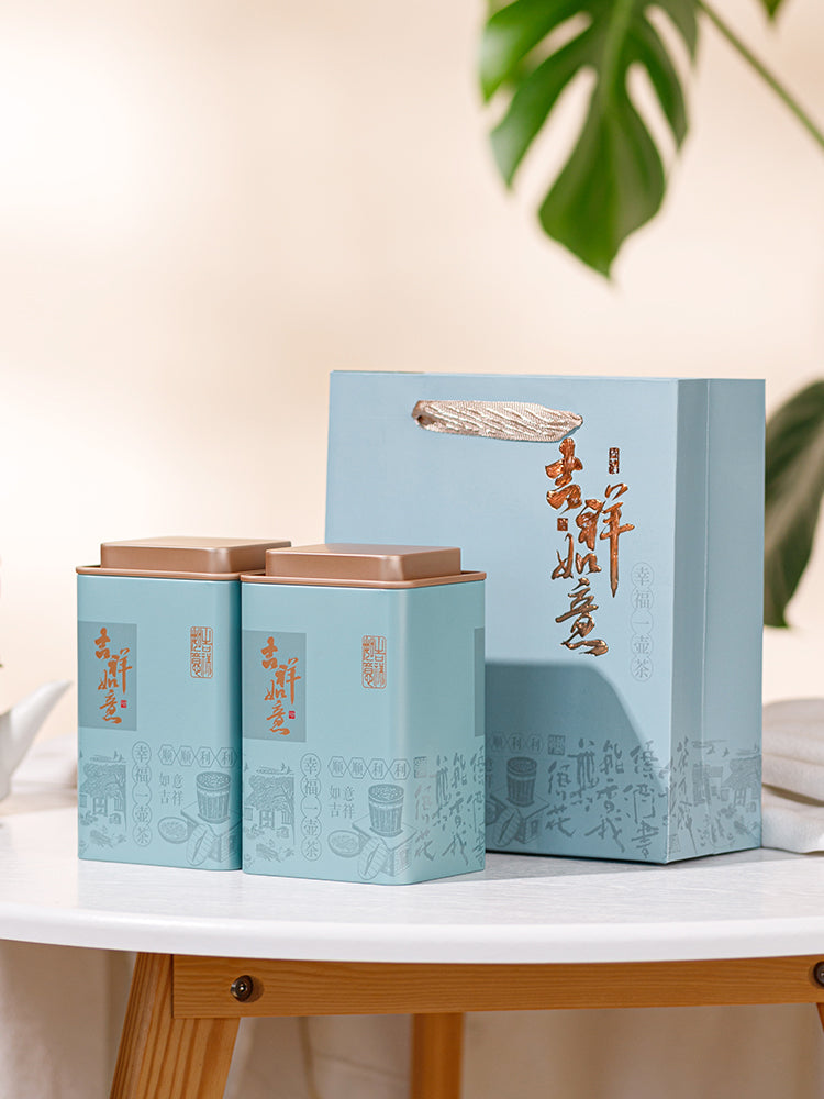 Çay sadə qırmızı və yaşıl çay qablaşdırma qutusu boş hədiyyə qutusu qalay qutusu ümumi Longjing çayı yarım pişik Jin Junmei çay qutusu
