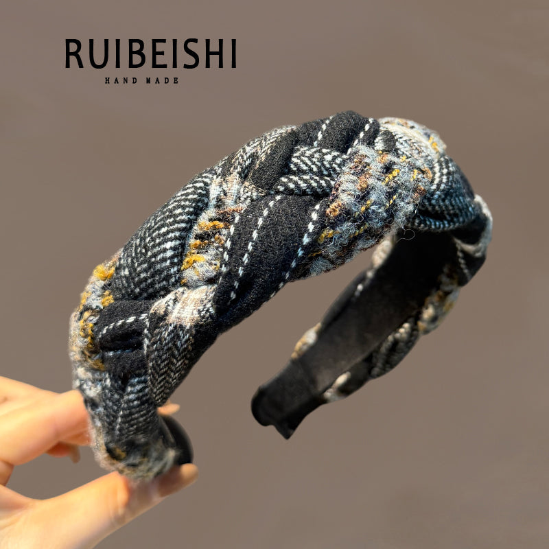 Honkonq üslubunda qadınlar üçün retro hörülmüş saç sancağı, hündür tac, böyüklər üçün üst geyim, geniş kənarlı baş bandı, üz yumaq üçün saç basan baş bandı.