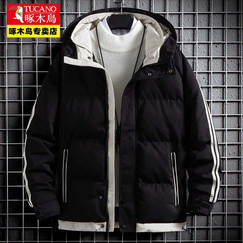 Woodpecker Kişilər üçün Aşağı Gödəkçə, Qış Şort Modeli, 2025 Yeni Gündəlik Pambıq Yastıqlı Gödəkçə, Başlıqlı, Çoxfunksiyalı, Qalın Pambıq Yastıqlı Palto, Dəbli