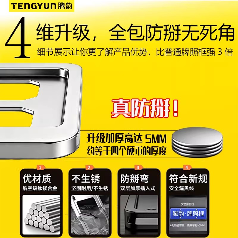 Compatible with Formula 8, Formula 5, Titanium 3, Titanium 7 license plate frames, license plate protector for New Energy Green license plates, and BYD license plate holders.