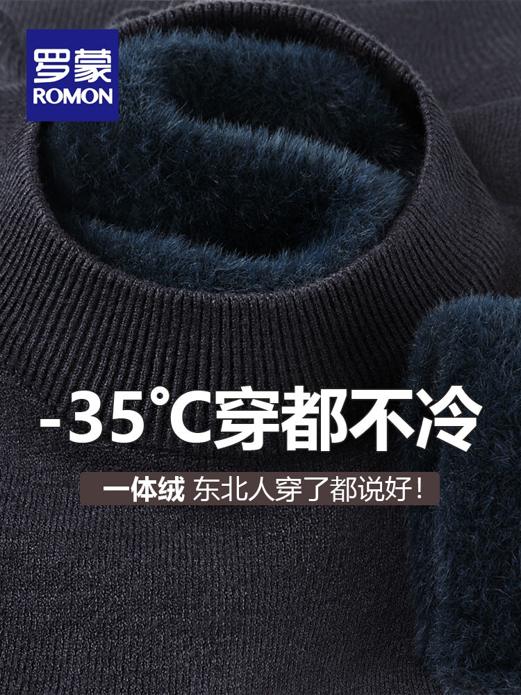 Romon tərəfindən hazırlanmış 2025-ci il Yeni Qış Kişilər üçün Yüksək Yaxalı Trikotaj İsti Əsaslı Sviter, Yun Astarlı
