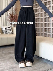 Koreya üslubunda qadınlar üçün rahat gündəlik şalvar, yeni 2026-cı ilin yazı, böyük ölçüdə, yüksək belli, arıqladıcı, geniş və çoxfunksiyalı enli ayaqlı şalvar.