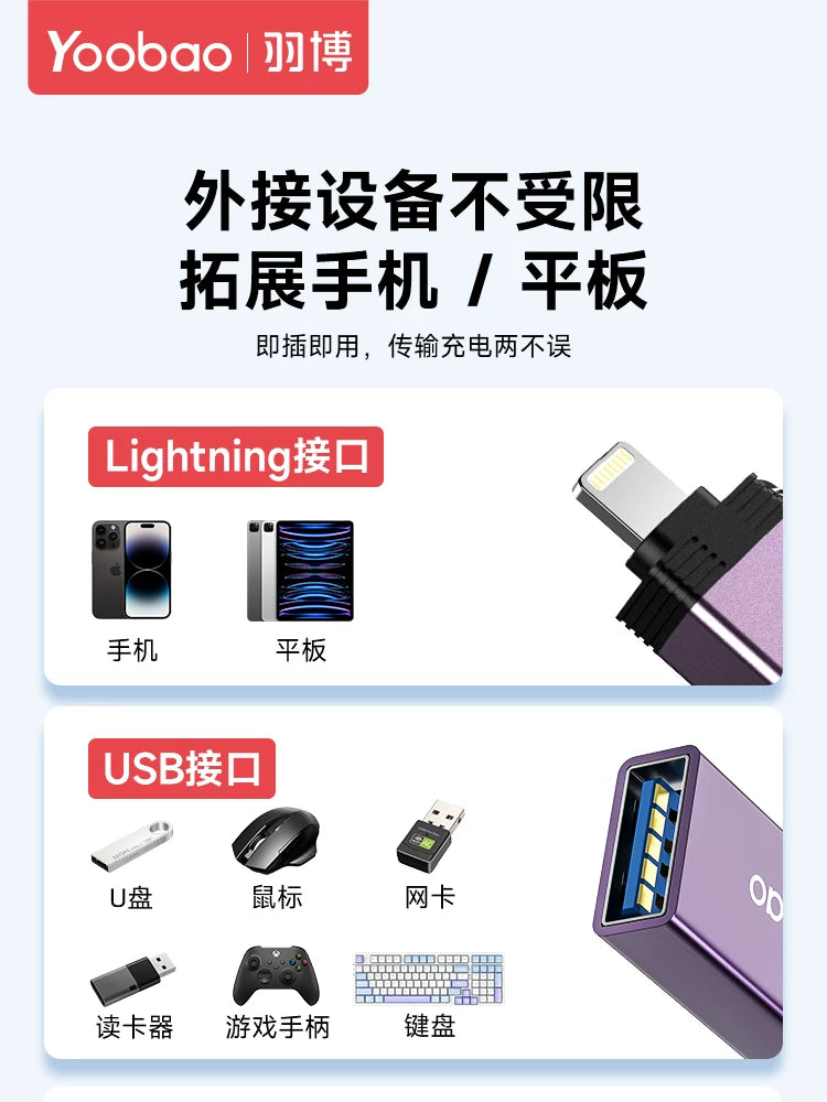 Otg adapter, Apple USB disk adapteri, mobil telefon çeviricisi məlumat kabeli şimşəkdən USB məlumat ötürülməsi növüc üçün USB planşet kompüterə ipad xarici adapter üçün uyğundur.