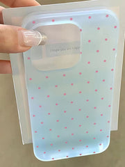 Ins üslubunda Koreya üslubunda çəhrayı polka nöqtə iPhone16pro cib telefonu üçün uyğundur Apple 17ProMax rəngli böyük dəlik 15plus şaxtalı 14/13/12mini yumşaq qabıq sadə 11 yıxılmağa qarşı qoruyucu örtük XR