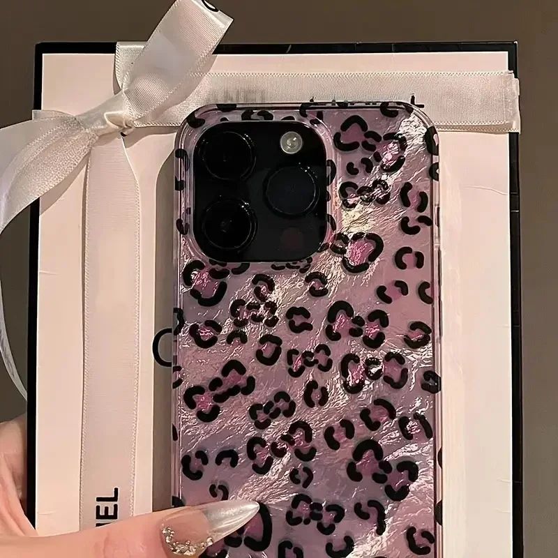Pink Leopard Pattern Phone Case for iPhone 16 15 14 Pro Max 13