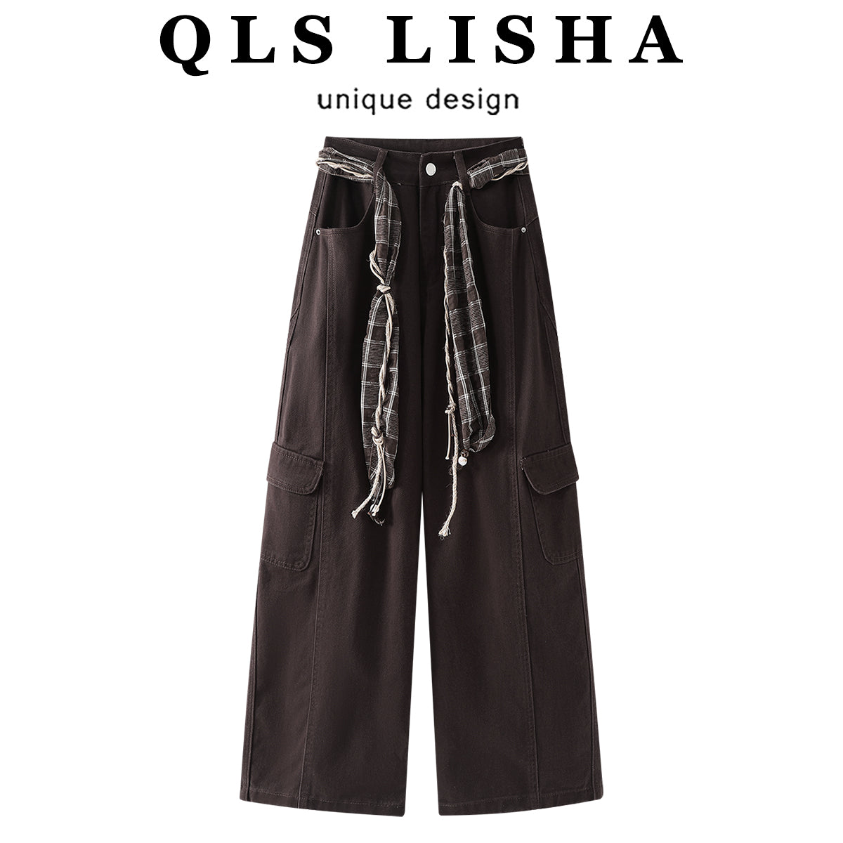 Cholisa Yüksək Belli Seksual Yük Şalvarı 2026 Yeni Yaz və Payız Merard Geniş Ayaqlı Cins Şalvar Qadınlar üçün Boş Uzun Şalvar