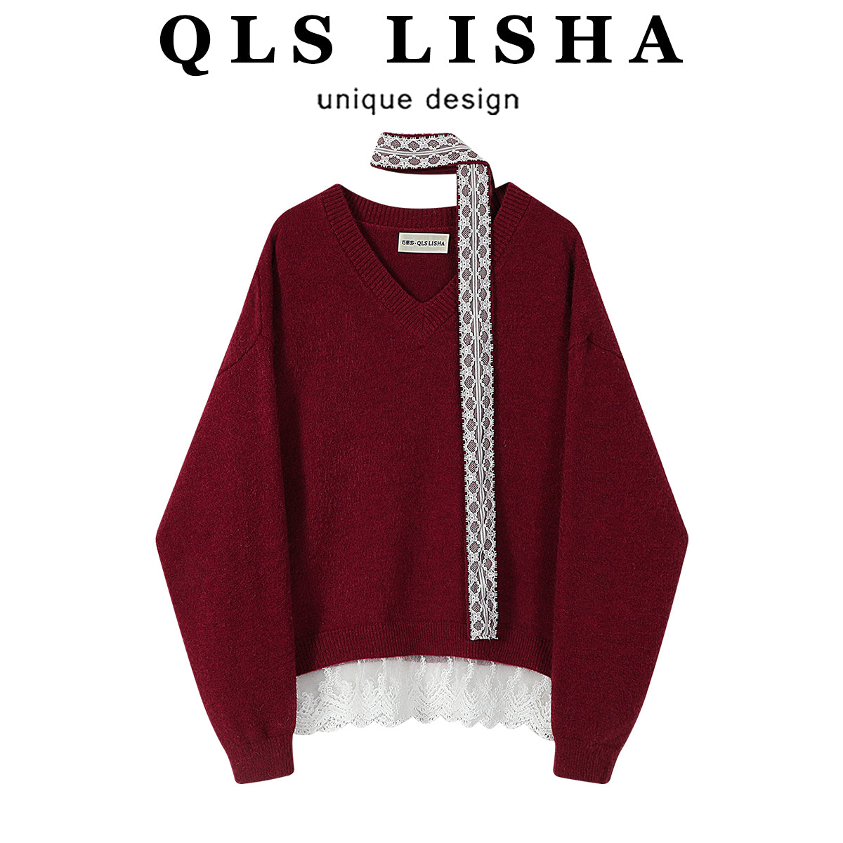 Cholisa'nın Yeni İl Geyimi: Unikal V-yaxalı Qısa Qırmızı Sviter, Yeni Payız/Qış Modeli, Tənbəl Örgü Top