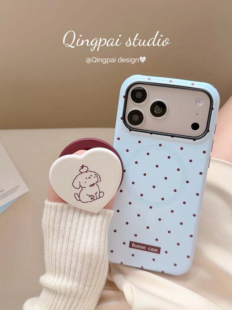 Yüngül cizgi filmi südlü mavi polka nöqtəli bala sevgi maqnit tutacağı Apple 17promax mobil telefon qutusu iphone16pro yeni 15 qadın 14 Koreya ikisi birdə 13 hər şey daxil sərt çanta