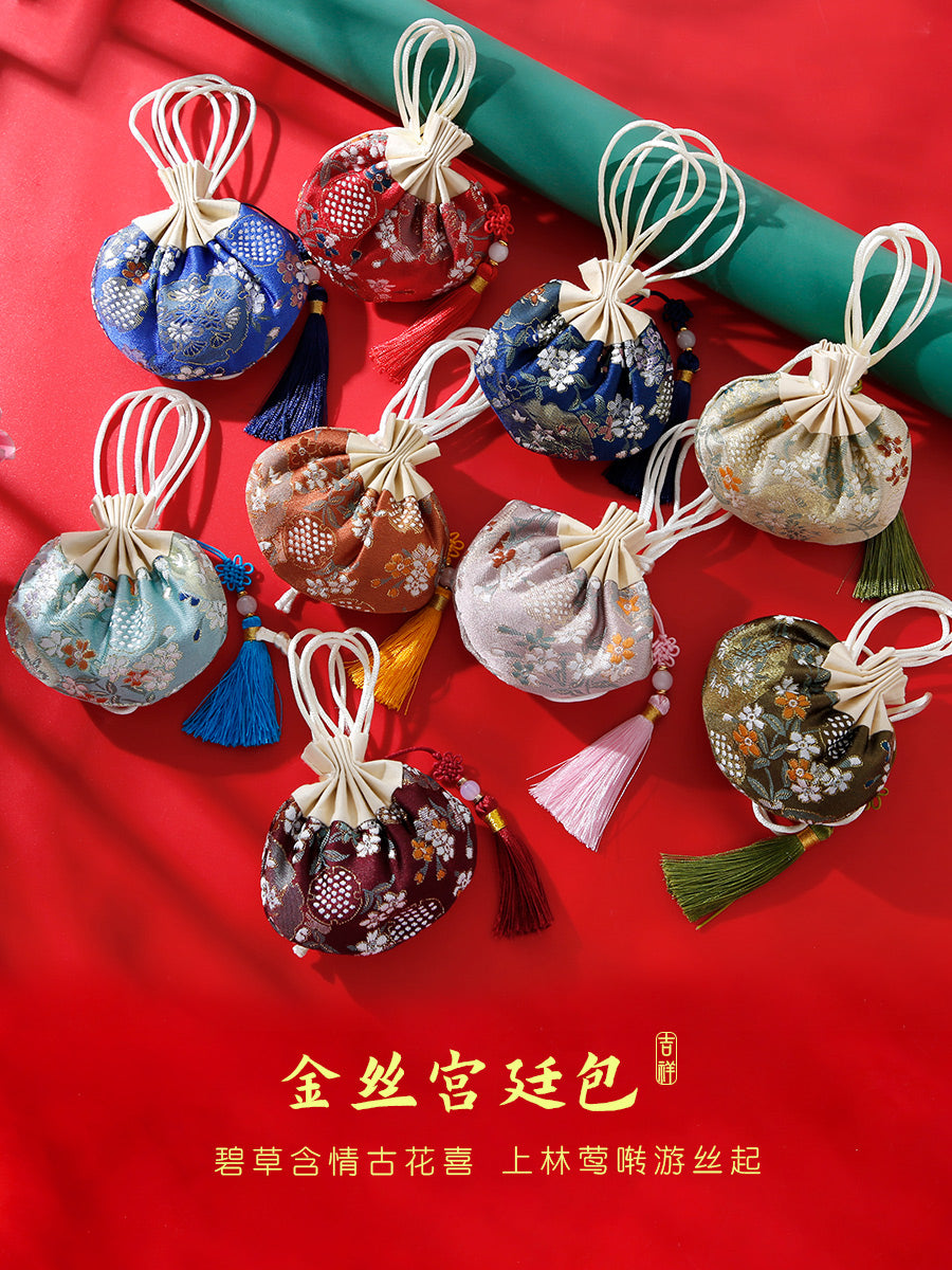 Qızıl ipək çaplı Hanfu pul kisəsi kisəsi, qədim üslublu kisə boş çanta, Çin üslublu kisə, ağcaqanad kovucu, Hanfu bəzəyi, əl çantası