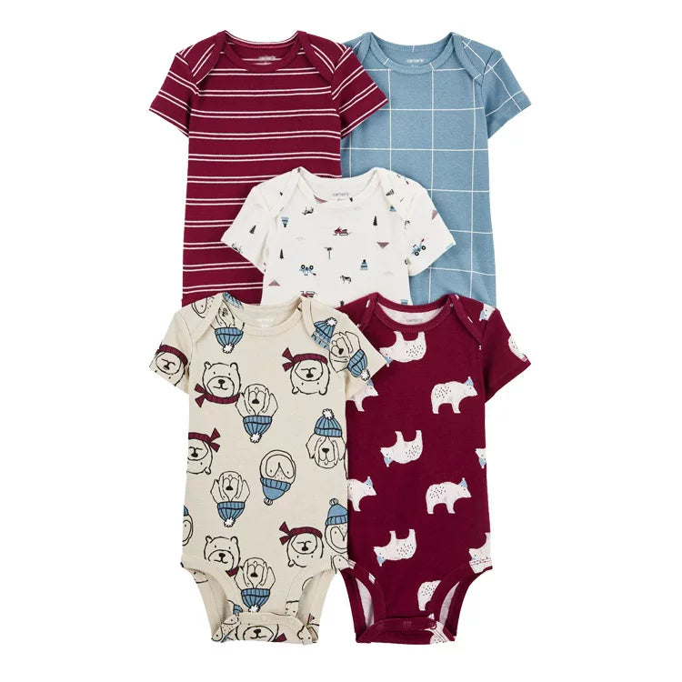 yay yeni doğulmuş körpə geyimləri körpə pambıq moda romper 5 ədəd dəst