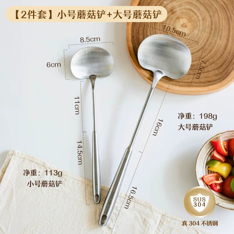 Shuke paslanmayan polad spatula, göbələk spatula, məişət qızartma qaşığı, dəmir qazan, xüsusi yemək kürək, dəmir qaşıq, kiçik kürək dəsti