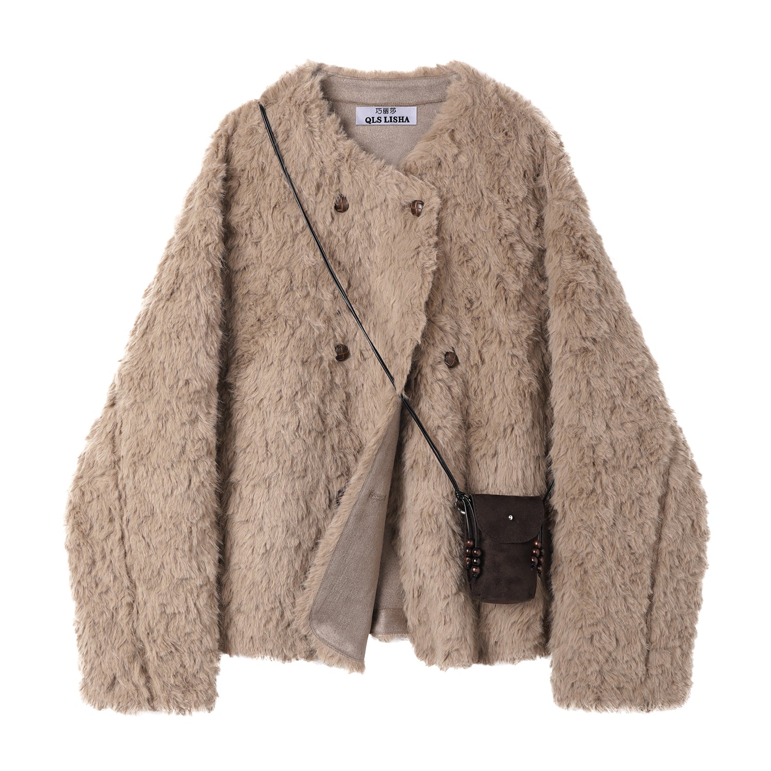 Cholisa-nın qadınlar üçün unikal və super şirin qalın quzu yun paltosu, payız və qış, şık və gənc, Koreya üslubunda, bir hissəli xəz palto.