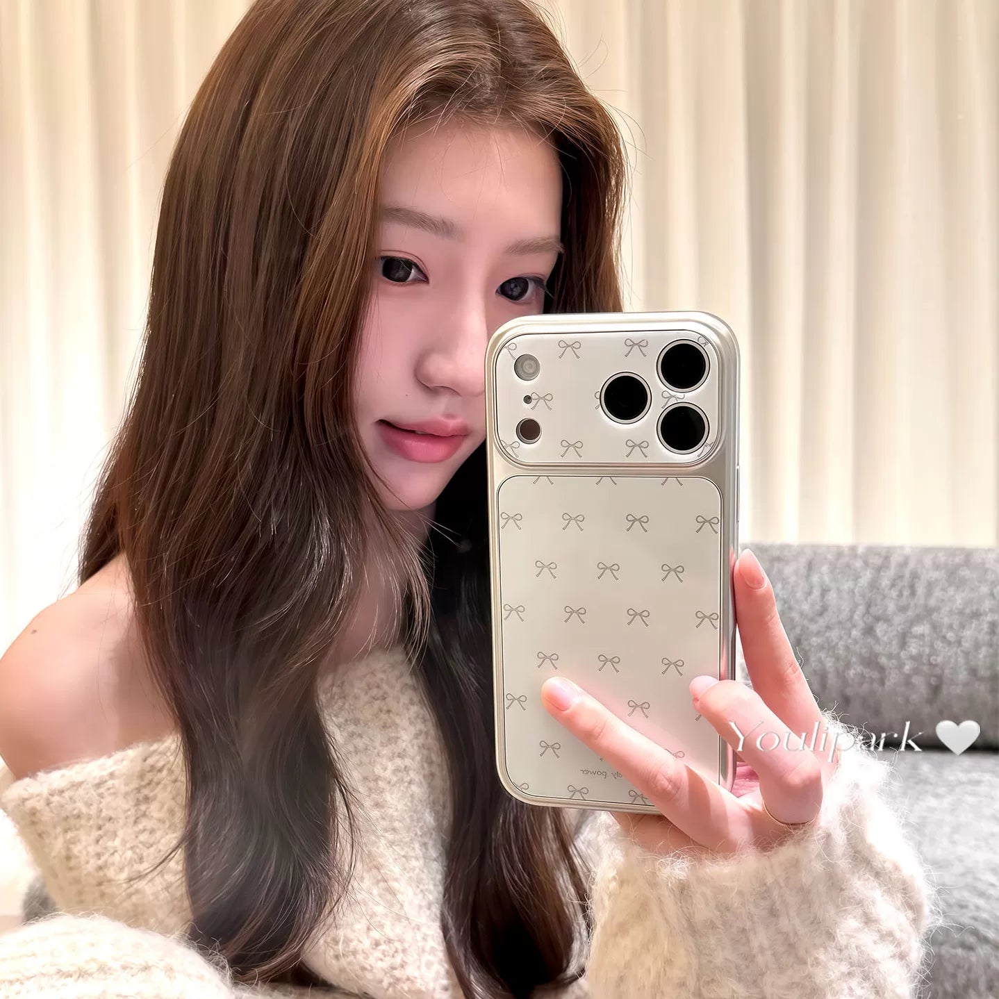 Yuri Park ins Koreya qızı zərif mirvari ağ xətt yay 17 17pro Apple 17ProMax mobil telefon qutusu iPhone16 hər şey daxil 14 yeni 16Promax qoruyucu örtük