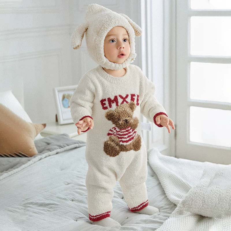 Manxi Körpə Onesie Avokado Yarım Flis Körpə Geyimləri Qalınlaşdırılmış İsti Romper Payız və Qış