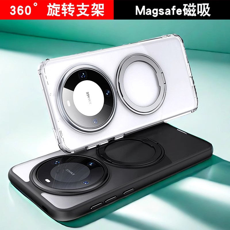 Fulcrum qutusu Huawei mate60pro cib telefonu üçün uyğundur 80promax yeni 360 fırlanan maqnit stend üzük mate70+ qoruyucu örtük qabığı düşməyə qarşı tutqun qabaqcıl kişi və qadınlar şəffaf