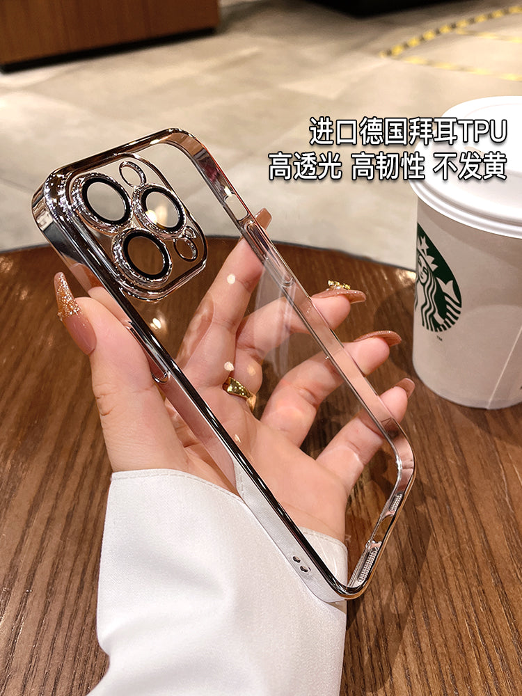 Iphone16promax mobil telefon üçün uyğundur 17Pro şəffaf ultra nazik 15 hər şey daxil anti-düşmə Apple 14PM silikon yumşaq qabıq qoruyucu örtük 13por qadın modeli lensli film toz keçirməyən şəbəkə sadə 12