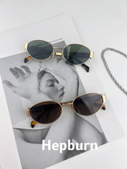 Fransız hepban triumph retro köhnə pul üslubunda oval metal günəş eynəyi qadın eynəkləri miyopi ilə niş modeli