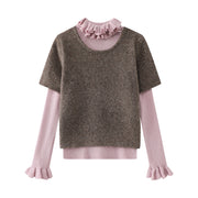 Cholisa sviter dəsti, qadın yaz və payız üçün tam daxili trikotaj üst geyim, Koreya şık iki hissəli dəst