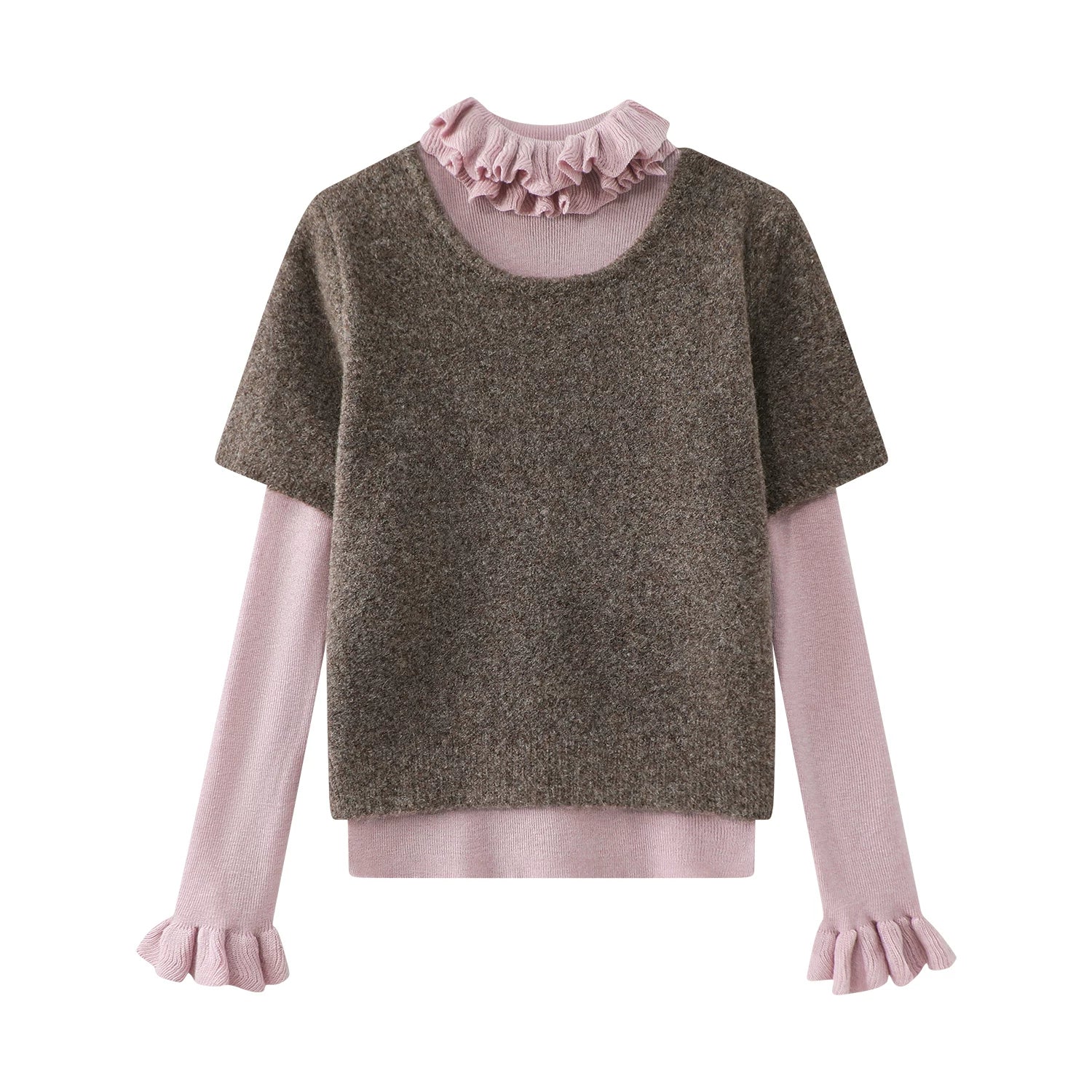 Cholisa sviter dəsti, qadın yaz və payız üçün tam daxili trikotaj üst geyim, Koreya şık iki hissəli dəst