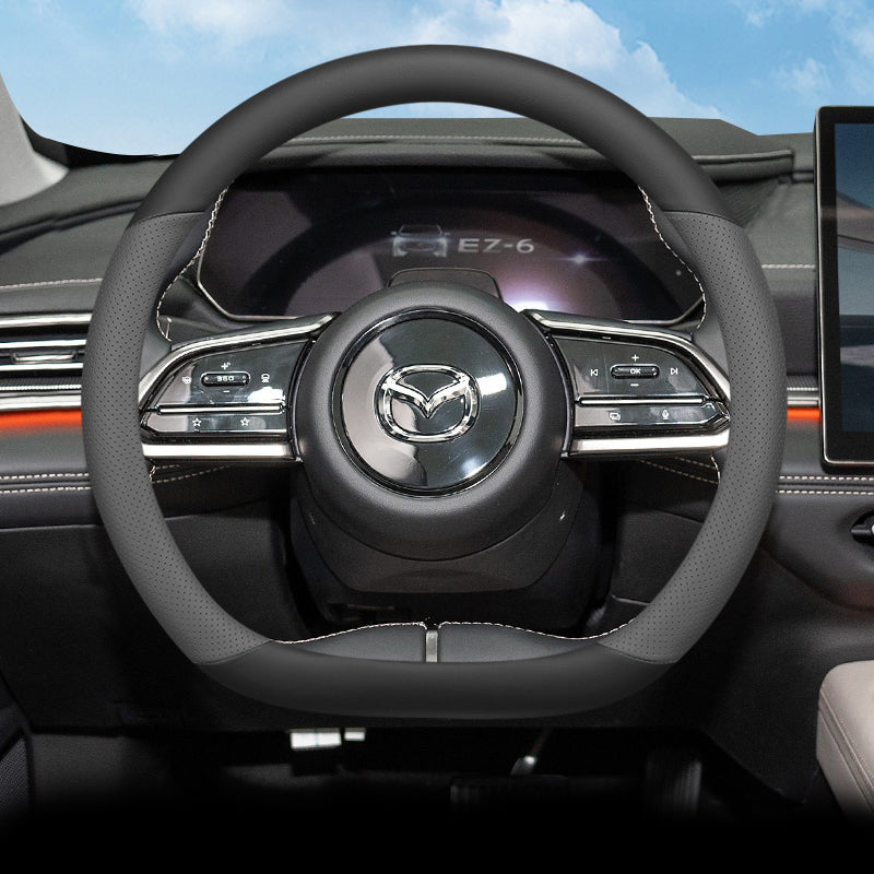 Ultra-thin, non-slip, sweat-resistant steering wheel cover for the 2024 Mazda EZ6, suitable for all seasons.