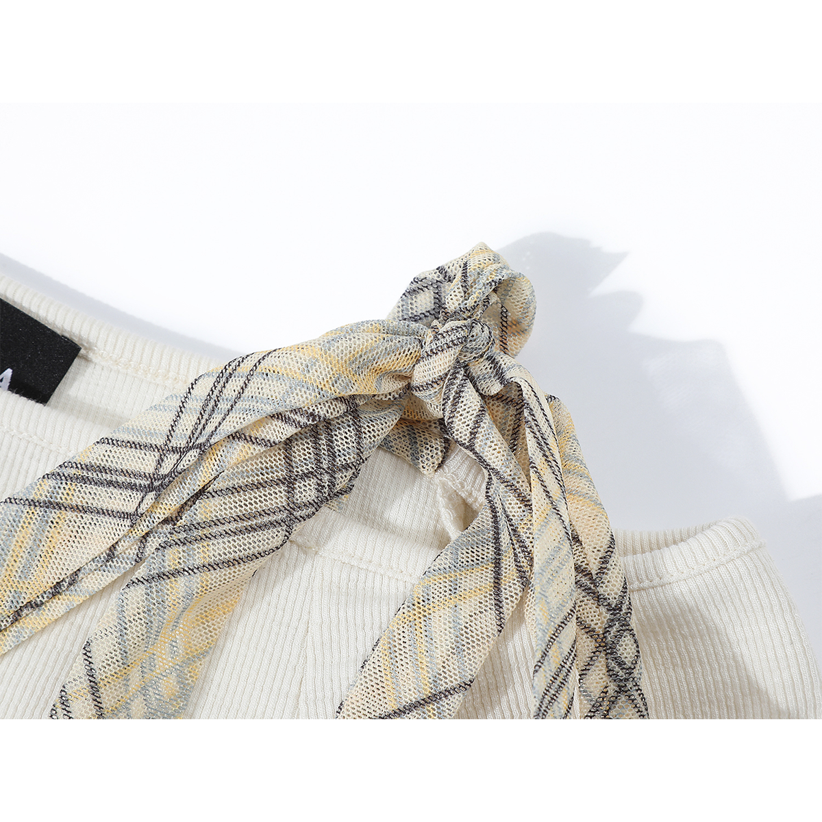 Chola Lisa qısaqol qadın üçün unikal dizaynlı qalstuklu köynək, Koreya üslubunda, incə, içi boş, çiyinsiz top