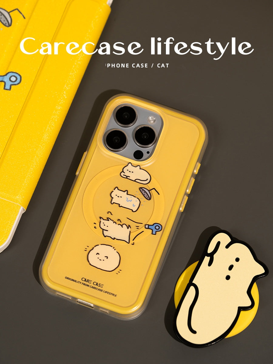 CARECASE Quruyan pişik 2-si 1-də Maqnit Buzlu Telefon Çantası Apple iPhone17 16 15 14 ProMax üçün uyğundur Orijinal Dizayn Sevimli Cizgi Filmi və Maraqlı