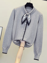 Banded, long-sleeved knit shirt, plus size women's clothing, 2025 fall new fashion, stylish and unique, straight-shouldered, loose sweater.