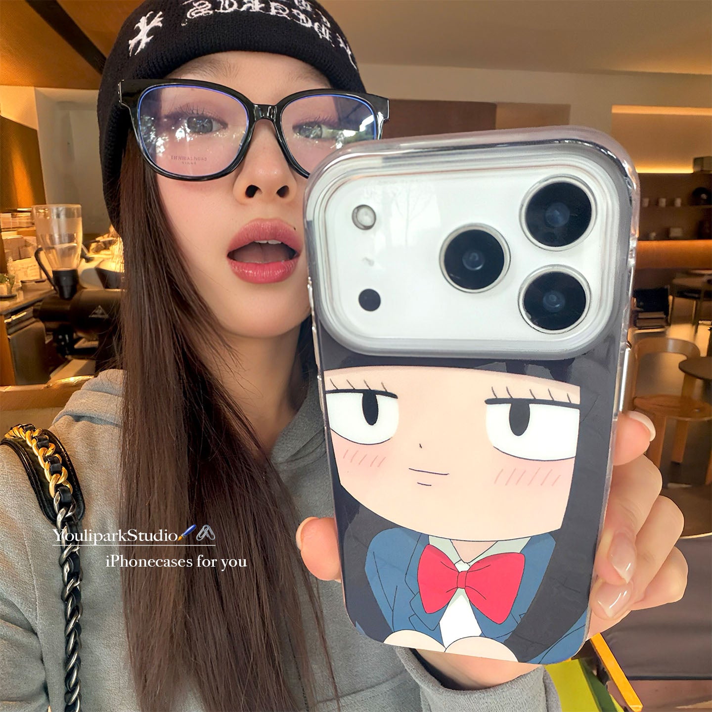 Yuri Park ins Yapon sevimli və yaraşıqlı Q versiyası Kuronuma Shuangzi 17pro Apple 17ProMax mobil telefon qutusu iPhone16pro hər şey daxil 14 yeni 16Promax qoruyucu örtük 13 qadın üçün uyğundur