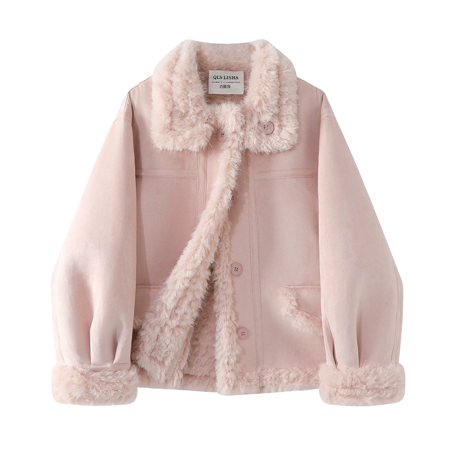 Cholisa Koreya üslubunda şirin qalın quzu yunlu qısa palto qadın payız və qış yeni üslublu zamşa yun qırxma topu