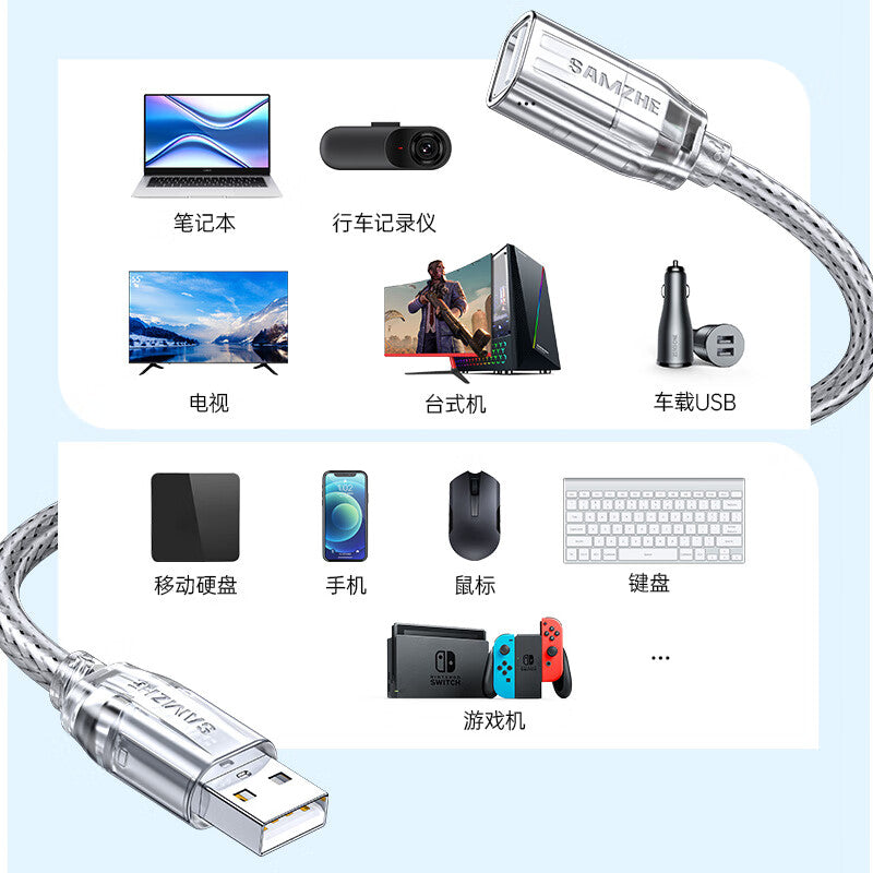 Shanze usb uzatma kabeli 1/3/5 metr kişidən qadına məlumat kabeli yüksək sürətli ötürmə doldurulması simsiz şəbəkə kartı printeri kompüter TV avtomobil qoşulma klaviaturası U disk siçan interfeysi ötürmə uzatma kabeli