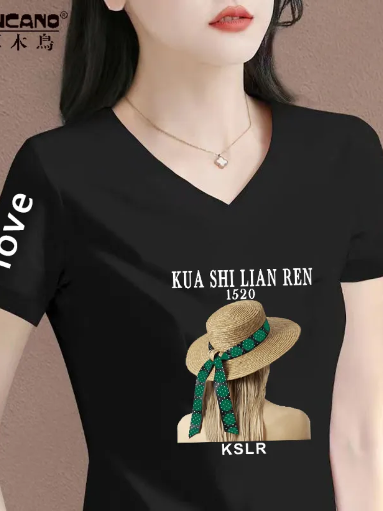 Ağacdələn təmiz pambıq sağ çiyinli yay qısaqol orta yaşlı qadınlar üçün moda niş v yaxa tam uyğun xarici üslublu çaplı köynək