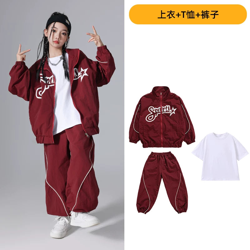 Uşaqlar üçün hip-hop küçə rəqsi dəb tamaşası geyimləri, yaz və payız oğlan və qız idman növləri ibtidai məktəb sinif forması dəstləri ilə görüşür