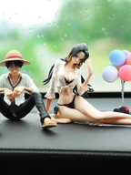 Anime One Piece Avtomobil Dekorasiyası Gülən Üz Lüffi Zoro Əl işi İnternet Məşhur Avtomobilin Mərkəzi Konsolu Daxili Dekorasiya Kuklası