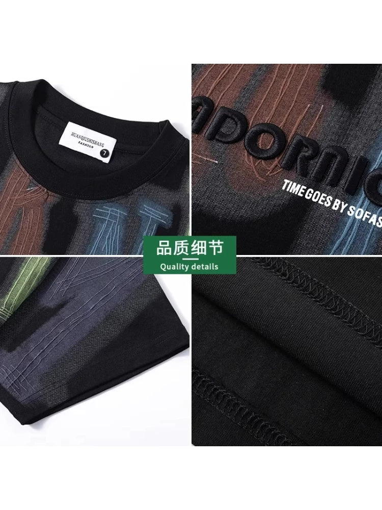 Ağacdələn Yay Təsadüfi İdman Kostyumu Kişi Moda Dəyirmi Yaxa Qısaqol T-Shirt Boş Kişi Geyimi Şalvar