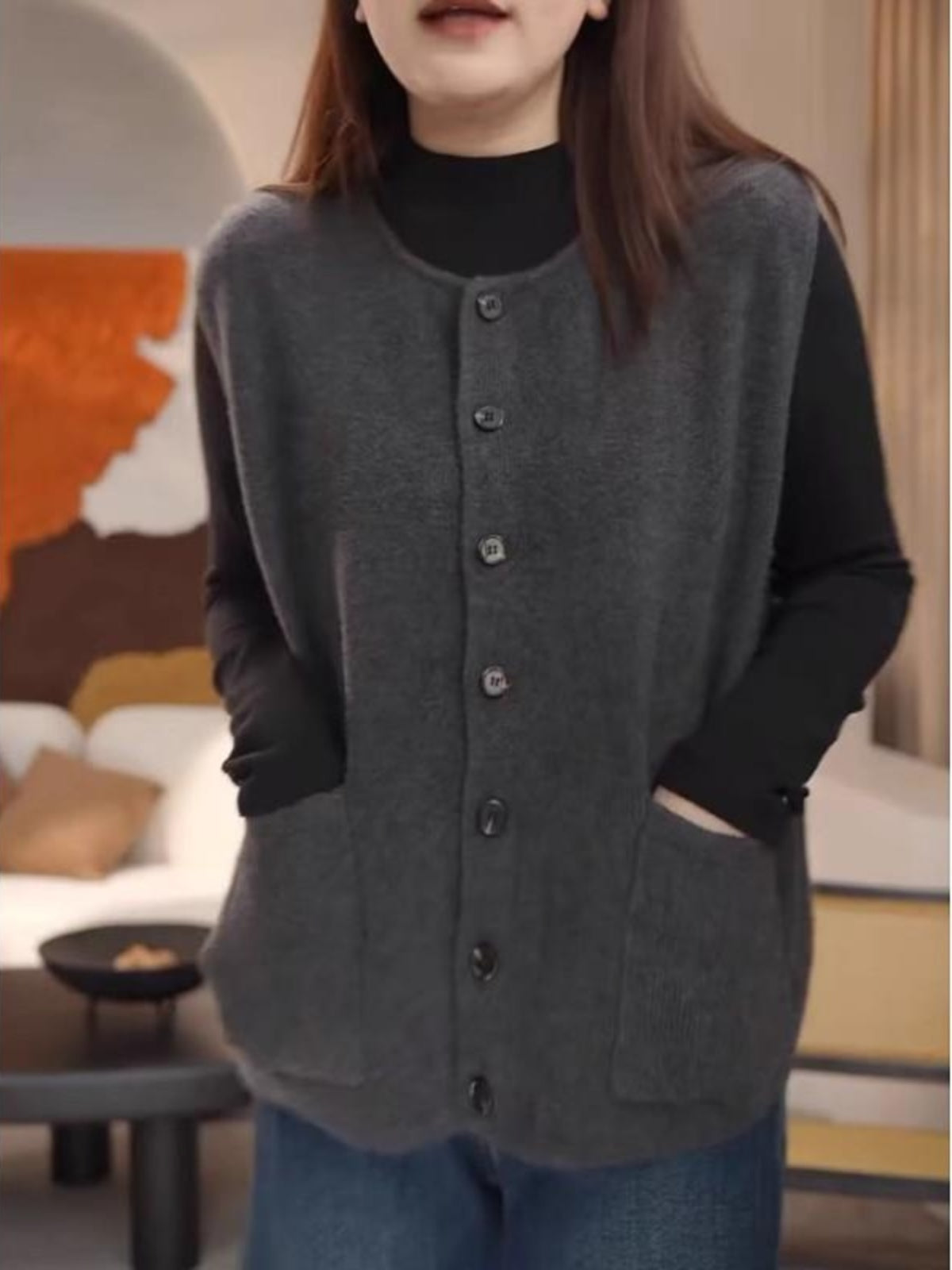 Böyük ölçülü qadın geyimləri, Avropa retro üslubu, qolsuz toxunma jilet, üst geyim, yaylı qat-qat, mayka.