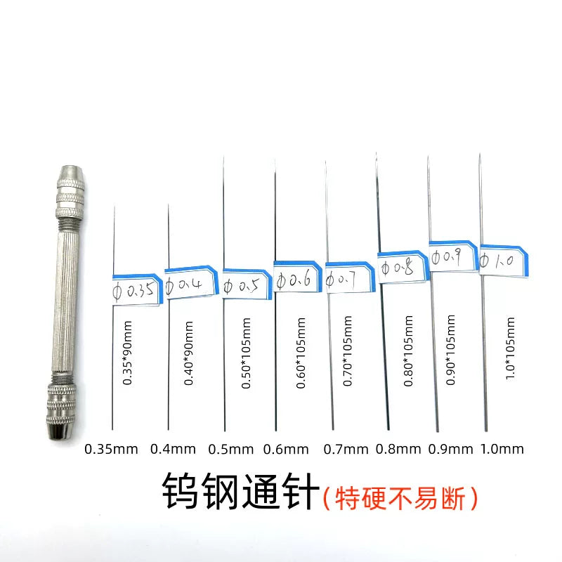 Əlavə sərt volfram polad iynə Φ0.25/0.35/0.4/0.5/0.6/0.80mm nozzle tıxanma iynəsi
