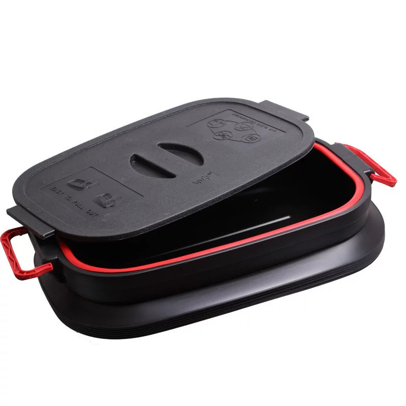 Car trunk storage box, multi-functional folding bucket/trash can, car interior storage organizer.