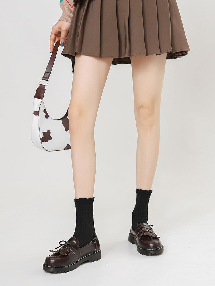 Retro püsküllü loferlər, qadın orijinal dəridən qalın dabanlı bantlı ayaqqabılar, 2022 yeni stil Britaniya stilində dəri ayaqqabılar, JK formalı ayaqqabılar