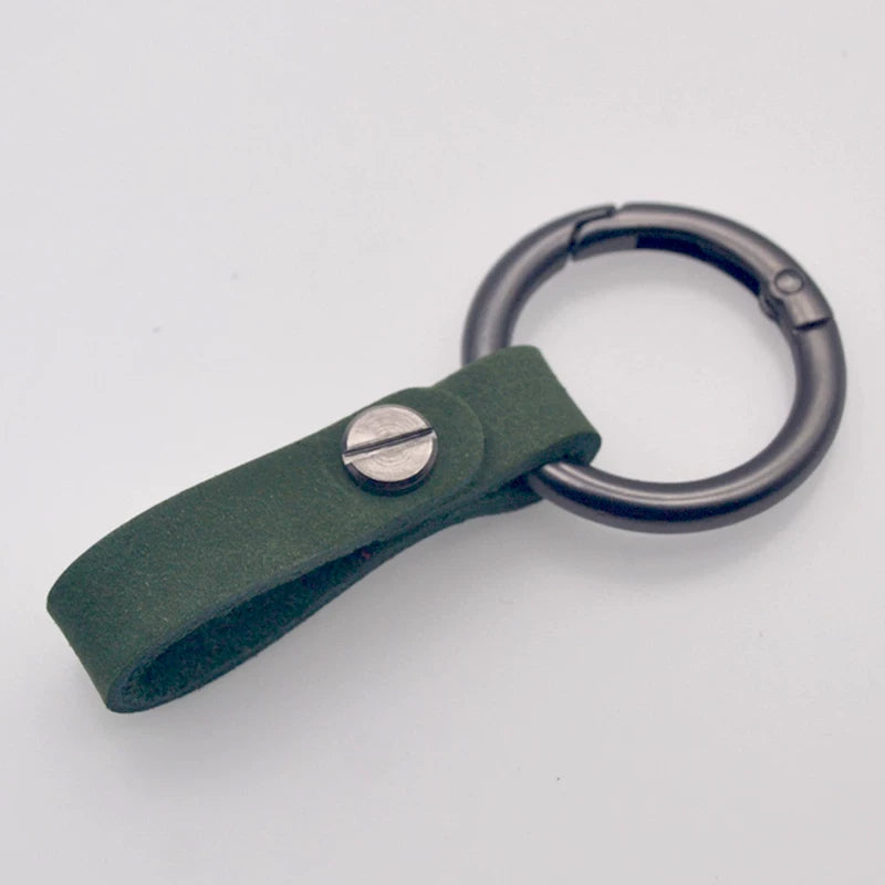Genuine leather round ring car key chain men's cowhide key chain waist key ring car key chain pendant decoration