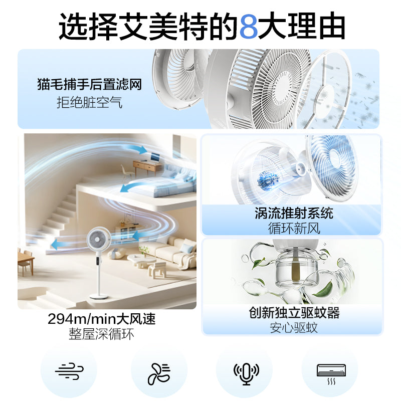 Airmate hava dövranı ventilyatoru məişət elektrik ventilyatoru döşəmədə dayanan uzaqdan idarəetmə güclü külək səs işığı ağcaqanad kovucu Tayvan RD253