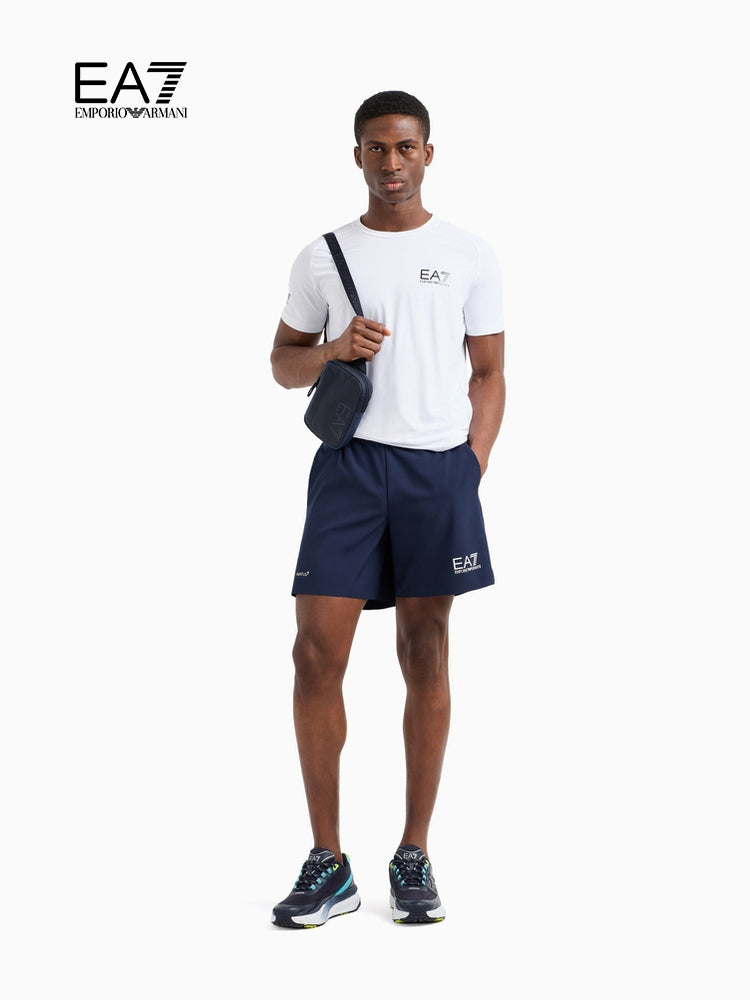 EMPORIO ARMANI EA7 Men's Loose Straight Leg Tennis Outdoor Fitness Shorts (Official)