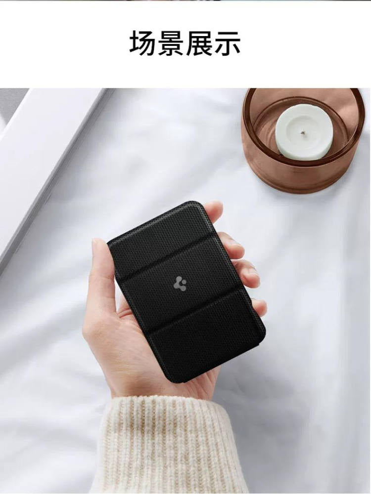 Apple iPhone 16/15/14/13 ilə uyğun Spigen maqnit kart tutacağı/telefon dayağı, portativ arxaya quraşdırıla bilən kart tutacağı.