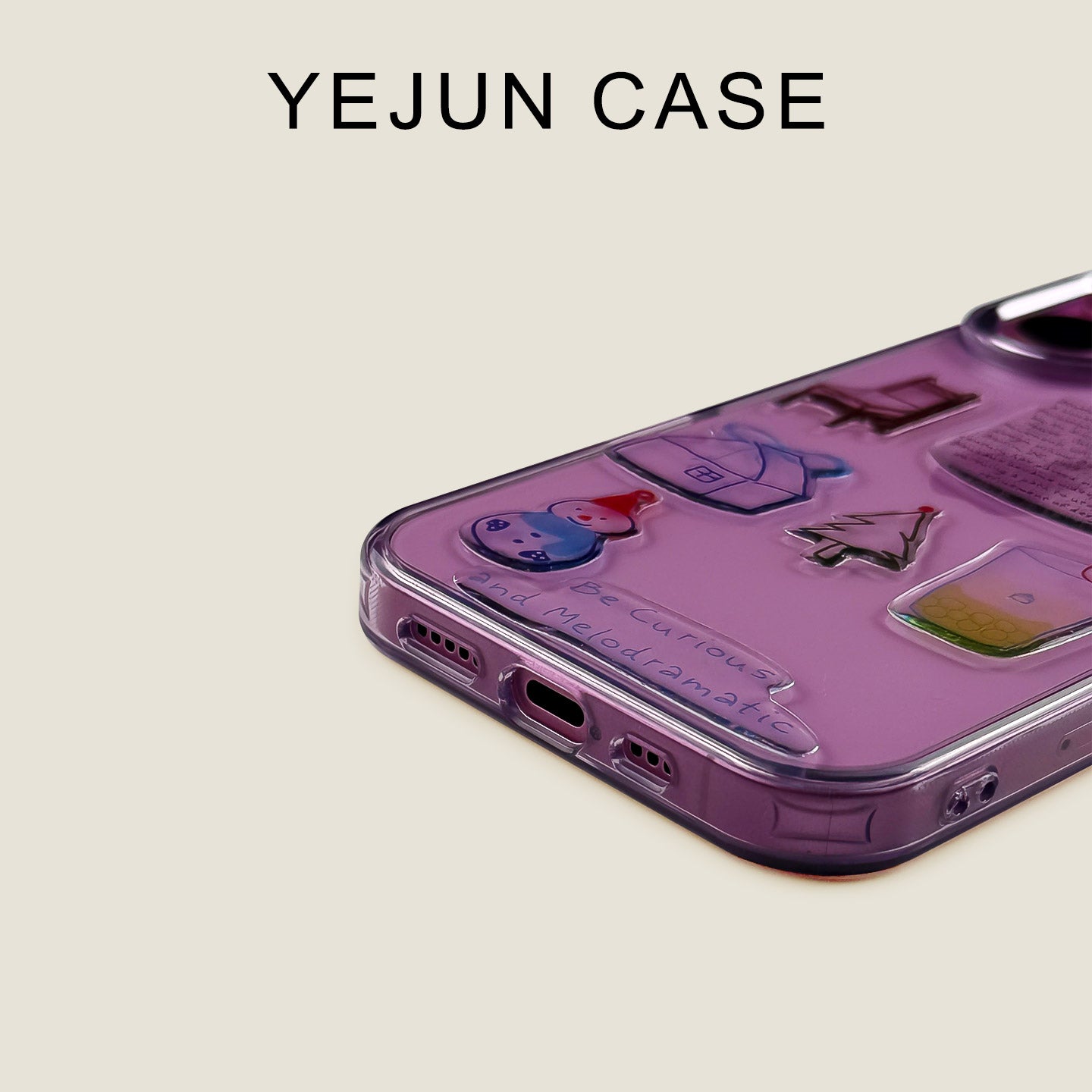 Yejun iphone16/16pro mobil telefon qutusu üçün uyğundur 17 şəffaf çəhrayı qar adamı alma 16promax sərt qabıq yumşaq kənar 15pro böyük dəlik 14 yaradıcı cüt 13 internet ünlü 12 metal düymə 16plus