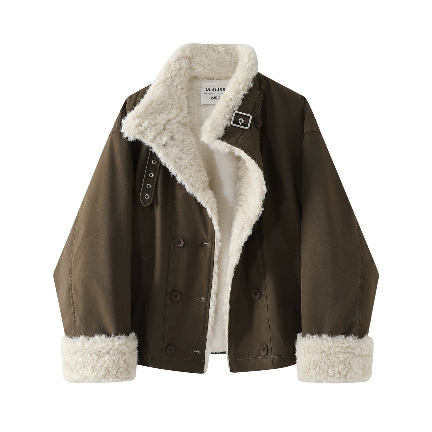 Payız və qış fəsillərində qadınlar üçün Chorlisa Koreya üslubunda şık, boş, yun astarlı qalın quzu yunundan hazırlanmış pambıq palto