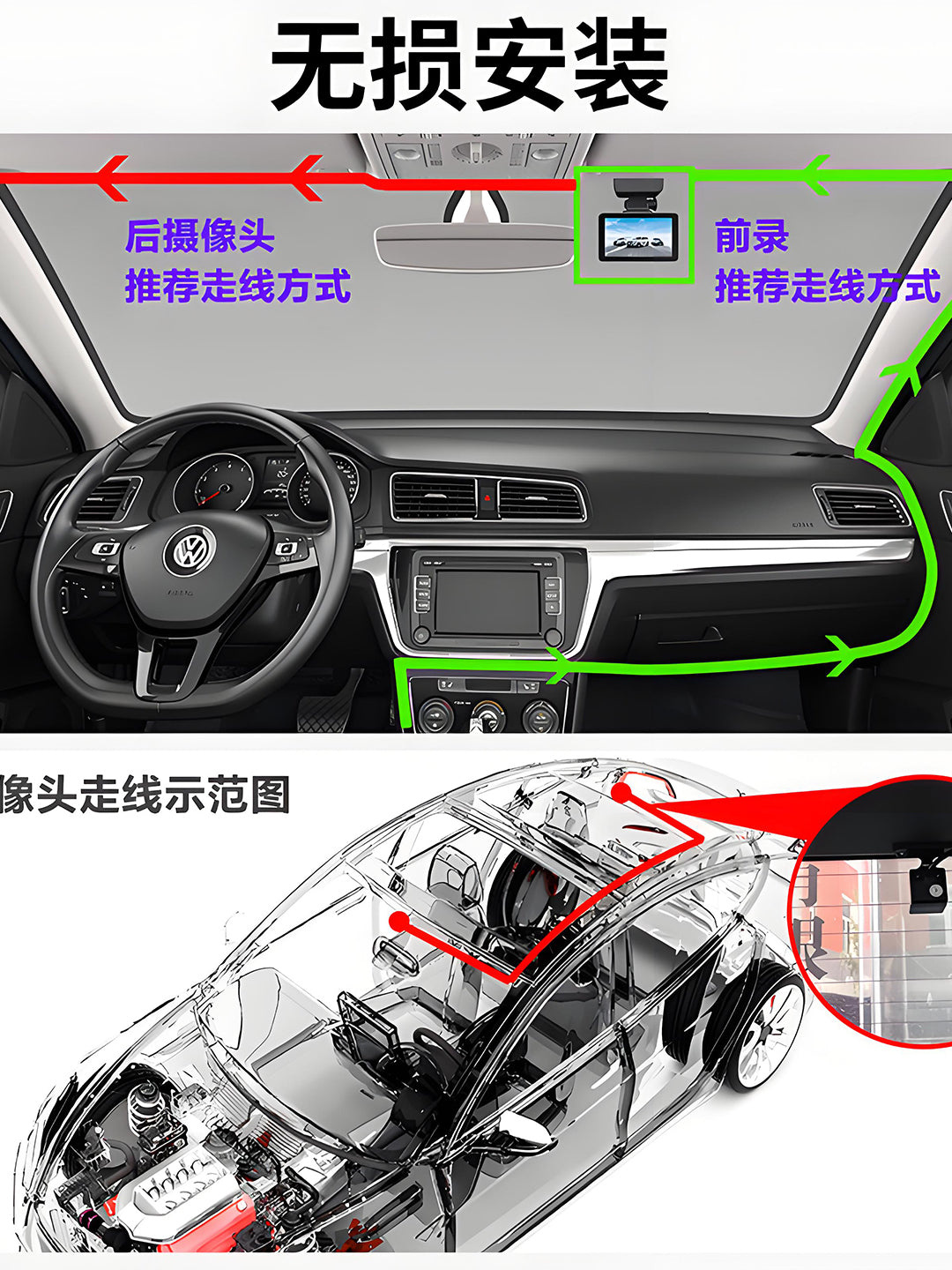 Newman 4K Ultra HD DVR with front and rear dual recording, mobile phone playback, parking monitoring, 2025 new model, rear camera