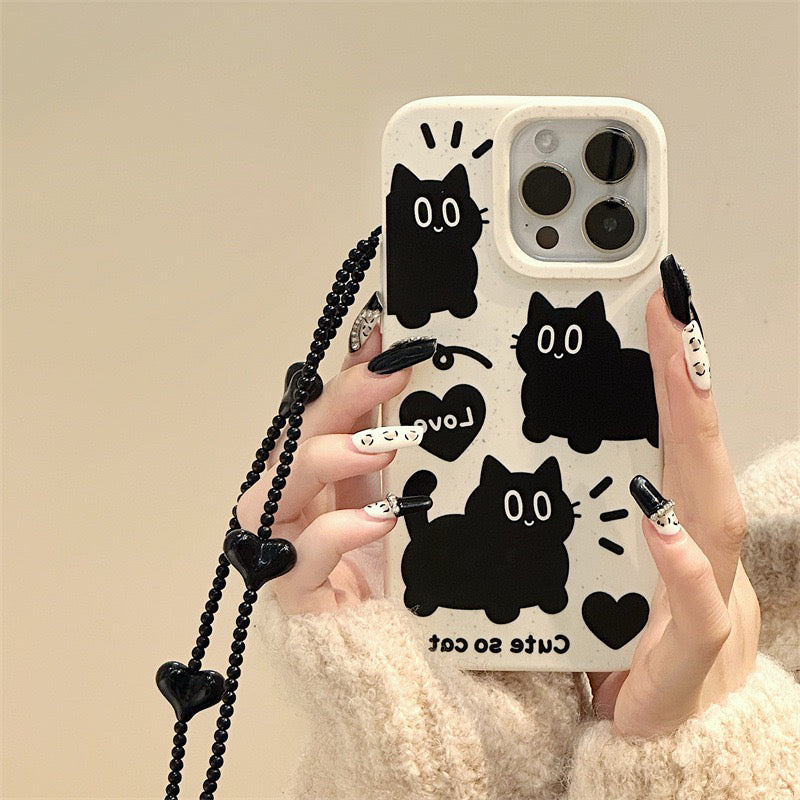 Apple Three Kittens 16 Pro Max Wheat 14 Cartoon Phone 13 Pro Cute 12 Pro New Phone Case 15 Pro Chain